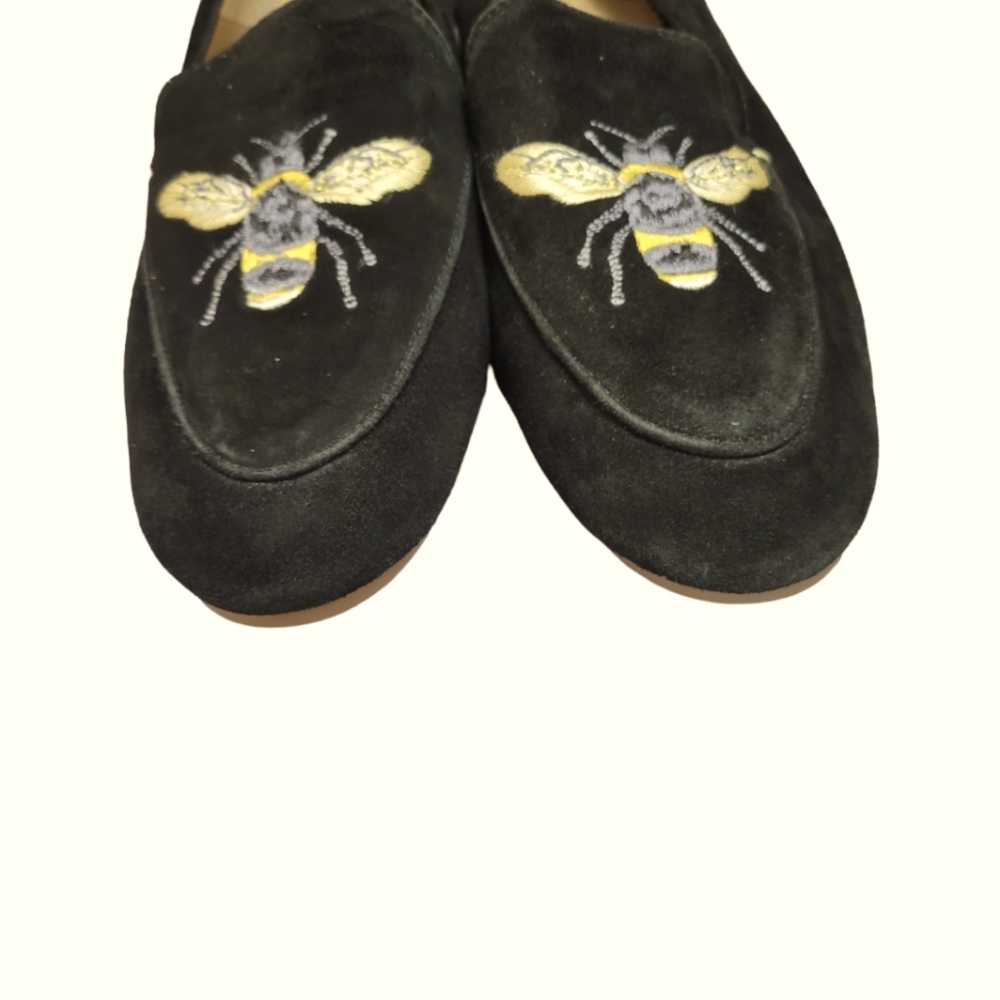 Joules Velvet Black Bee Embellished Loafers